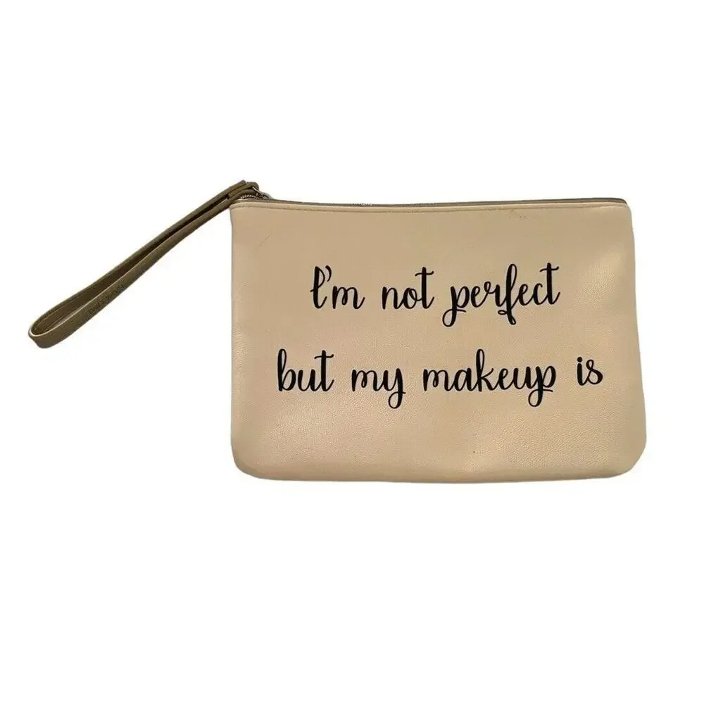 LANCOME PARIS Cosmetic Bag NEW I’m Not Perfect But My Makeup Is 9 X 6.5”